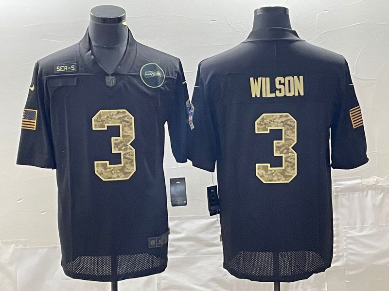 Men Seattle Seahawks #3 Wilson Black camo Nike Limited NFL Jersey